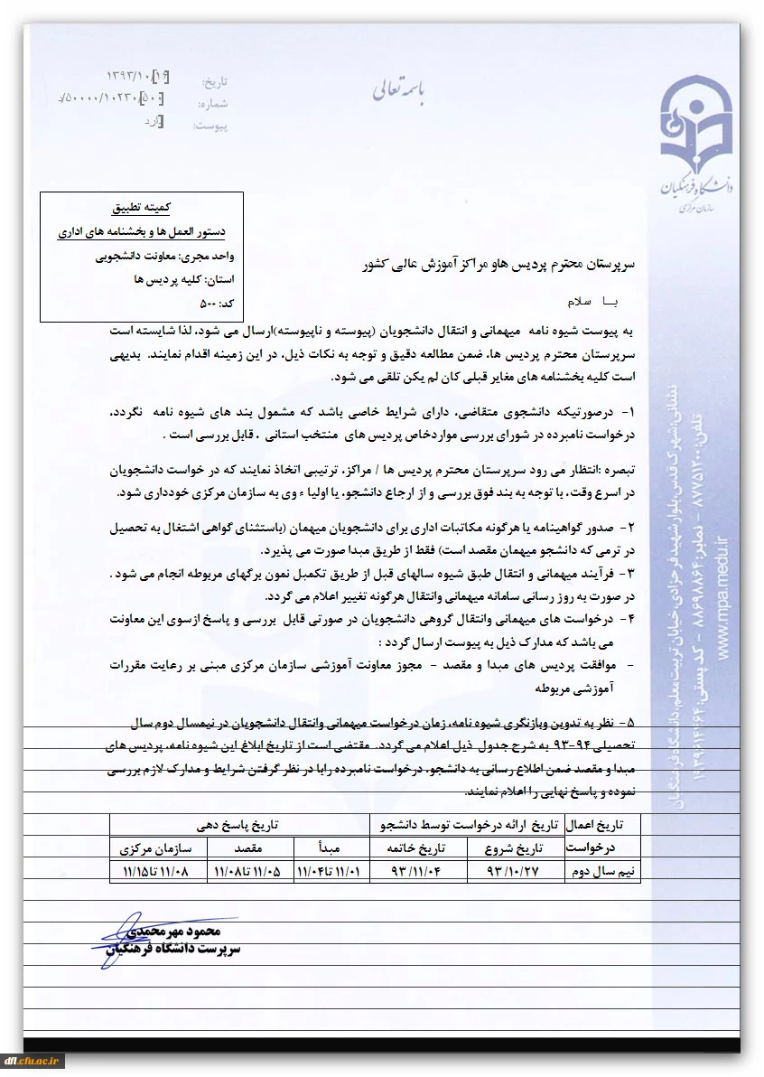 شیوه نامه مهمانی