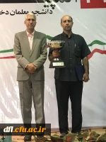 اهدای کاپ نائب قهرمانی تیم تنیس روی میز دانشگاه فرهنگیان استان لرستان به  شهید محسن حججی