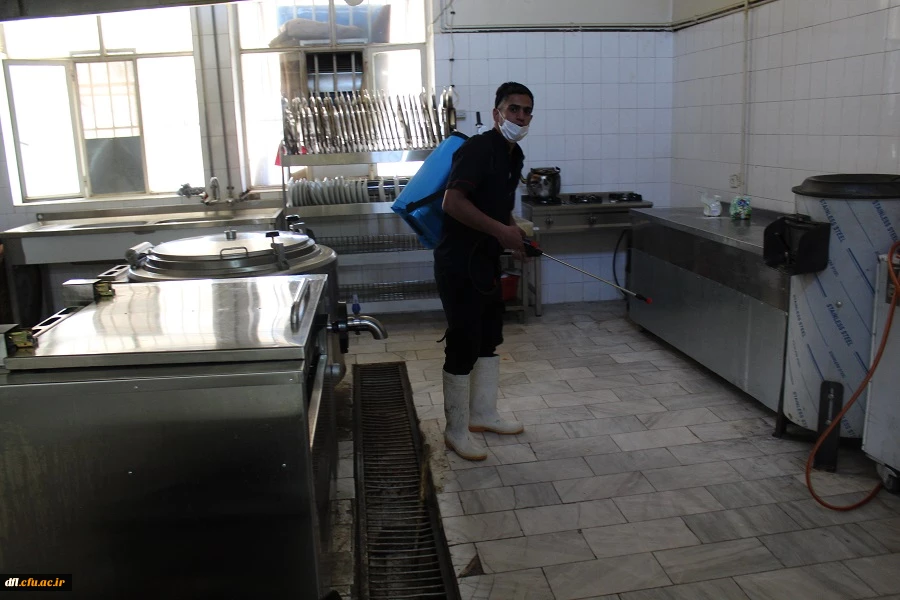 مراحل ضدعفونی و گندزدایی از واحدهای مختلف پردیس علامه طباطبایی لرستان